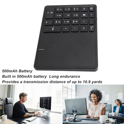 XUMIUZIY Numeric Keypad, 22 Keys Dual Modes Bluetooth4.2 Wire Less Number Pads with Touchpad, Slim External Numpad Keyboard for Laptop Desktop PC (Black) - color: Black