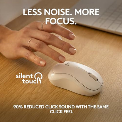 Logitech M240 Compact Silent Bluetooth Wireless Mouse - Off White | Bluetooth connectivity, no USB receiver, quiet clicks, 3 non-customizable buttons, 18-month battery life, PC Mac compatible - color: Off White, size: 1 Pack, style: Bluetooth