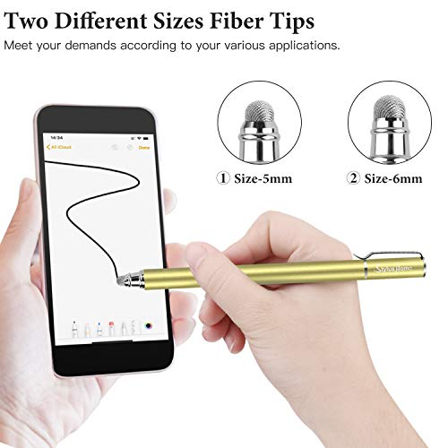 Stylus Pens for Touch Screens(6 Pcs), 2 in 1 Fiber Tips Capacitive Stylus | With 12 Extra Replaceable Tips, High Precision Sensitivity, For iPad iPhone Tablets Samsung Galaxy Universal Touch Screen