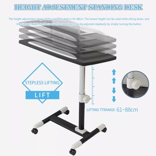Laptop Table, Height Adjustment Workstation, Training Institution Sit Stand Standing Desk, 45° Flip Desktop Standing Desk, Mobile Sofa Side Table(Black) - color: Black