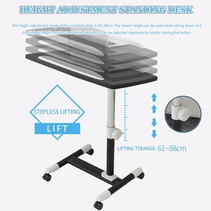 Laptop Table, Height Adjustment Workstation, Training Institution Sit Stand Standing Desk, 45° Flip Desktop Standing Desk, Mobile Sofa Side Table(Black) - color: Black