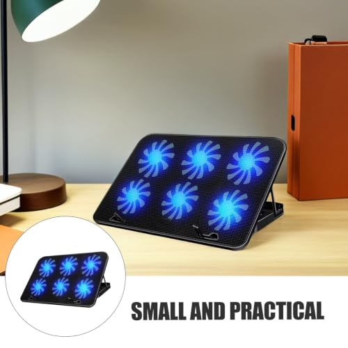 Laptop Cooling Pad with 6 Fans, Black Alloy and Abs Material, Anti-Slip Pad, Easy to Use Laptop Cooler Stand for Gaming and Office Use