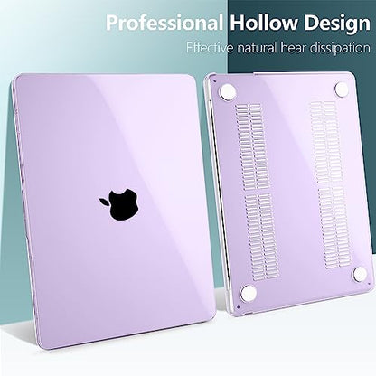 for MacBook Air 15 Inch Case M5 M4 M3 M2 (2026-2023) A3448 A3241 A3114 A2941, Protective Hard Shell Cover Compatible with Touch ID & Liquid Retina Display - Crystal Purple - color: Crystal Purple