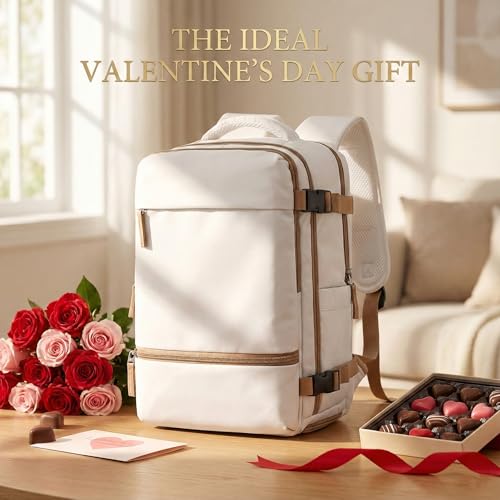 suwasp Travel Backpack Simple Durable Carry On Backpack with Shoe Compartment, Personal Item Travel Bag Flight Approved, Water Resistant Laptop Backpack for Women Men Weekender Business, Beige - color: Cream Color
