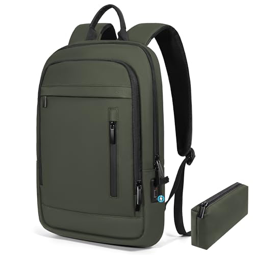 Business Backpack for Men Lightweight Commute Laptop Backpack Anti-Theft Water Resistant Backpack for 17.3 Inch Computer for Daily Office Work with Small Bag (Green, 17.3") - color: Green, size: 17.3", style: Classic