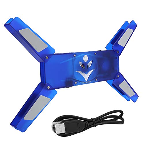 Laptop Cooling Pad Fan, Blue | Transparent Single Blue LED Light, 2.0 USB HUB, Portable Foldable DR-2008H, Sturdy Durable ABS Material