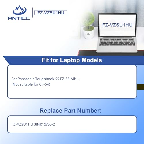 ANTIEE FZ-VZSU1HU FZ-55 Laptop Battery Replacement Pack for PANASONIC TOUGHBOOK 55 Mk1 Higher Capacity 10.8V 68Wh 6-Cell (Not Suitable for CF-54) - size: 6.1*2.7*0.8inch FZ-55