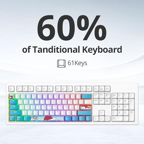 60% Mechanical Keyboard Blue and White, Compact 60 Percent Gaming Keyboard RGB Backlit, 61 Keys Mini Keyboard, USB Wired Office Keyboard for Windows Mac Laptop PC (61 Sea/Red Switches) - color: 61 Sea/Red Switch