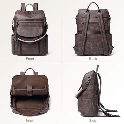 Laptop Backpack for Women 15.6 inch,Travel Leather Backpack Purse Nurse Teacher Carry on Backpack Computer Bag,Professional Water-Resistant College Business Work Casual Daypack,Nubuck Coffee - color: Nubuck Coffee