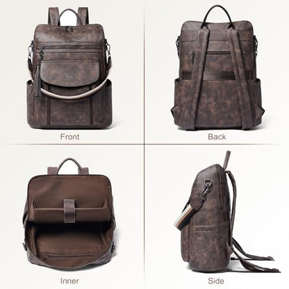 Laptop Backpack for Women 15.6 inch,Travel Leather Backpack Purse Nurse Teacher Carry on Backpack Computer Bag,Professional Water-Resistant College Business Work Casual Daypack,Nubuck Coffee - color: Nubuck Coffee