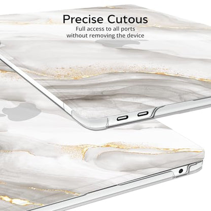 B BELK Compatible with MacBook Air 13 inch Case M1 2021 2020 2019 2018 | Model A2337 A2179 A1932, Plastic Hard Shell for MacBook Air 13.3 inch Case with Keyboard Cover&Screen Protector, White Marble - color: White Marble