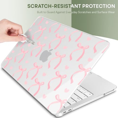 Compatible with MacBook Neo 13 inch (2026 Release A3404) (A18 Pro) with Liquid Retina Display, Printed Slim Protective Case with Screen Protector & Keybaord Cover, Pink Ribbon Bow - color: pink ribbon bow