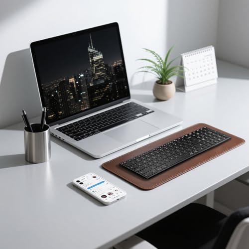 Wireless Bluetooth Keyboard, 3-Device Free Switching (2.4G+BT), Ultra-Slim Compact Wireless Keyboard Quiet Typing for PC/Laptop/Smart TV/Phone,12 Multimedia Keys