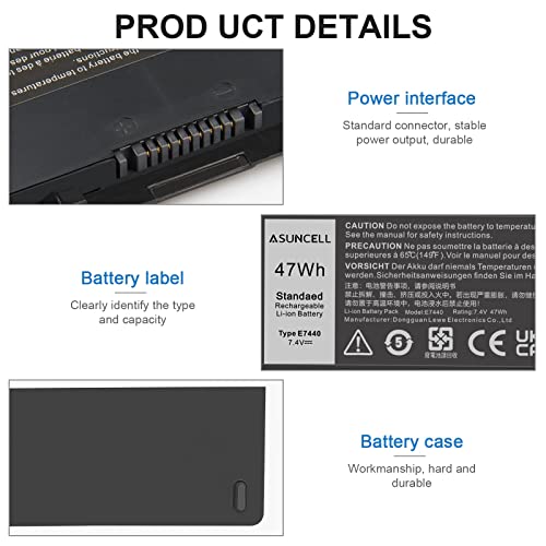 ASUNCELL 47Wh Laptop Battery for Dell Latitude E7440 E7450 7450 E7420 3RNFD V8XN3 5K1GW PFXCR 909H5 0G95J5 451-BBFT 451-BBFV 451-BBOG 451-BBFY 14 7000 Series, 7.4V - size: E7440 13.78 × 3.74 × 1.81 in