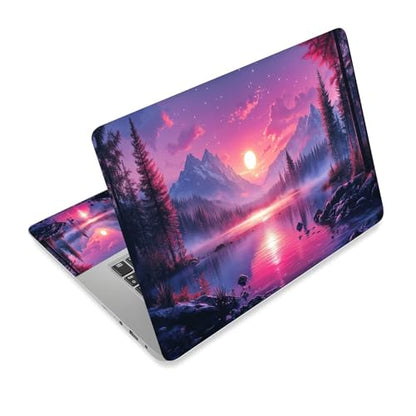 Universal Laptop Skin Sticker Decal,15.6 Inch Laptop Vinyl Cover for 13" 14" 15.6" Laptop,Scratch-Resistant Waterproof Protector Wrap,Reusable with Wrist Pads,Pink Mountain Sunset - color: Pink Mountain Sunset