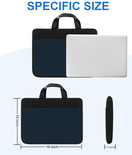 Laptop Sleeve, Travel 15.6 inch Laptop Case Handbag Shockproof Protective Computer Cover Carrying Bag Briefcase for 15" 15.6" HP Asus Acer Dell Lenovo Laptop Notebook Ultrabook, (Black/Deepblue) - color: Black/Deepblue, size: 15.6 inch