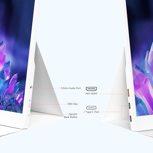 QAF Portable Monitor for Laptop, 15.6 Inch FHD 1080P USB-C HDMI 100% sRGB HDR IPS Display, Ultra-Thin Travel Second Screen Compatible with Laptop Mac PC Phone PS5 Xbox Switch, Built-in Speakers, White - style: 15.6-Inch Pure White