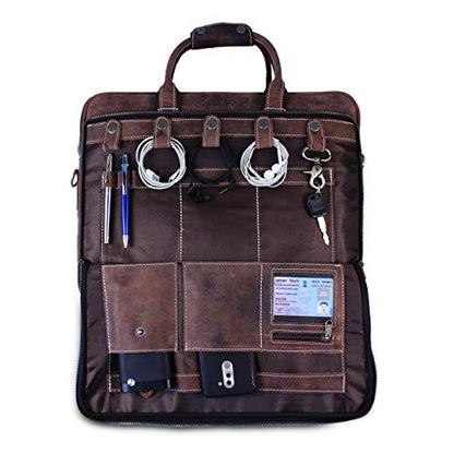 18 Inch Leather Laptop Bag for Computer Bag for Men– Supple Genuine Leather Briefcases for Men W/Padded Laptop Case Leather - color: Brown
