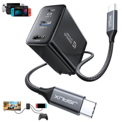 JSAUX 65W Switch Dock with 4K@120Hz HDMI, 65W PD Fast Charging, USB A Port, USB C TV Docking Station Compatible with Switch/Steam Deck/ROG Ally/Samsung/iPad/MacBook and More - OmniCentro Charger Dock