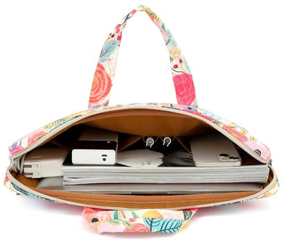 Laptop Shoulder Bag15.6inch women men Waterproof 16inch Computer Bags Women Business Office Work Bag Briefcase 14 inch case - color: Garden Rose