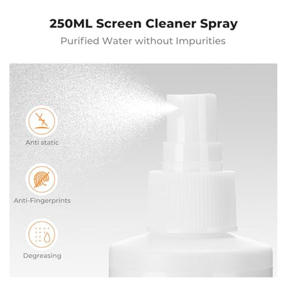 K&F CONCEPT 8-in-1 Screen Cleaning Kit, for Car, Computer, Laptop | with 250ml Cleaning Liquid, 30cm Pearl Towel, 2 Long Vacuum Cleaning Cloths, 4 Cleaning Brushes for TVs Tablets Phone Laptops
