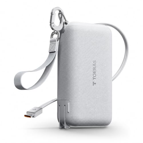 TORRAS PowerGo 3-in-1 Portable Charger,10000mAh Power Bank | 45W Fast Charging with Retractable USB-C Cable & Foldable Wall Plug Travel Essentials for iPhone 17/16/15, iPad, MacBook