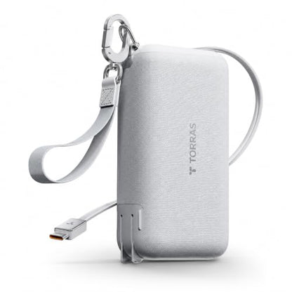 TORRAS PowerGo 3-in-1 Portable Charger,10000mAh Power Bank | 45W Fast Charging with Retractable USB-C Cable & Foldable Wall Plug Travel Essentials for iPhone 17/16/15, iPad, MacBook