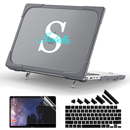Batianda AngleBase Custom Name Case for MacBook Pro 14 Inch 2021-2026 | Personalized Text Design, Ergonomic Foldable Stand Holds 22lbs, TPU Bumper, Matte Hard Shell Cover for MacBook Pro 14.2 Inch - color: Customizable Name