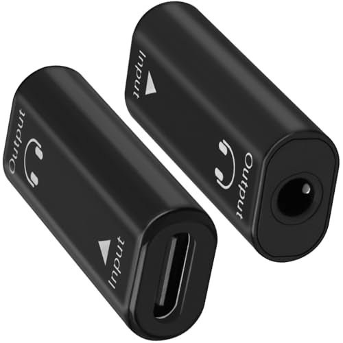 [2 Pack USB C to 3.5mm Headphone Jack Adapter, Type C Female to 3.5mm Female Digital Aux Audio Converter with DAC for PC, Tablet, Laptop, Microphone, Speaker