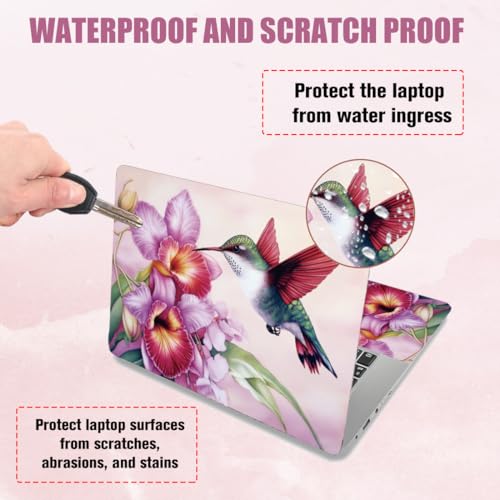 PLIGREAT Hummingbird Flower Laptop Decal Sticker Skin Cover, Pink Laptop Sticker Skin Decal Fits 12" 13" 13.3" 14" 15" Laptops Universal Removable Vinyl Netbook PC Cover Decals - color: Hummingbird Flower