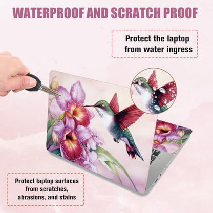 PLIGREAT Hummingbird Flower Laptop Decal Sticker Skin Cover, Pink Laptop Sticker Skin Decal Fits 12" 13" 13.3" 14" 15" Laptops Universal Removable Vinyl Netbook PC Cover Decals - color: Hummingbird Flower
