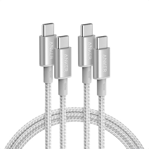Anker USB C to USB C Cable, 100W Fast Charging Cable (2-Pack, 6 ft, Silver) | For iPhone 17 Series, MacBook Pro 2020, Pixel, and More (Not for Video Output) - color: Sliver, size: 6ft