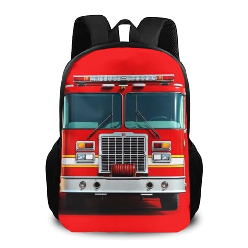 Large Water Resistant College Bag, Computer Bag, Durable Travel Laptop Backpack For Women Men Cute Red Fire Truck Print - color: Color567