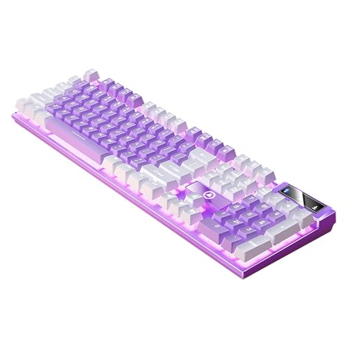Gaming Keyboard, Wired Backlit Mini Keyboard, Ultra-Compact Anti-Ghosting No-Conflict Membrane Gaming Wired Keyboard for PC Laptop Windows Gamer (Purple) - color: Purple