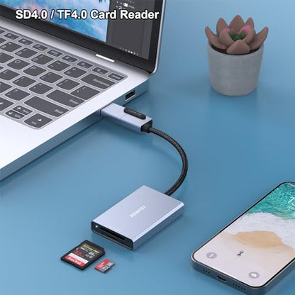 BENFEI SD 4.0 Card Reader, USB-C/USB-A 2-in-1 Memory Card Reader, for SDXC, SDHC, SD, MMC, RS-MMC, Micro SDXC, Micro SD, Micro SDHC Card, UHS-II, and UHS-I Cards - color: SD 4.0