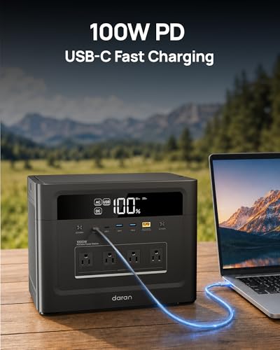Portable Power Station 1000W, 960Wh Solar Generator LiFePO4 Battery, Power Bank with 4 AC Outlet, PD 100W Output Fast Charging for Home Use, Emergency, Camping, RV & Off-Grid Living (1200W Surge) - color: Deep Black