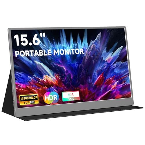 qaf 15.6 Inch Portable Monitor 1080P USB-C HDMI Display, Ultra-Thin IPS Screen, 100% sRGB, Travel Second Monitor for Laptop Mac PC Phone PS5 Xbox, Built-in Speakers, Space Gray - style: 15.6-inch Space Gray