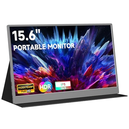 qaf 15.6 Inch Portable Monitor 1080P USB-C HDMI Display, Ultra-Thin IPS Screen, 100% sRGB, Travel Second Monitor for Laptop Mac PC Phone PS5 Xbox, Built-in Speakers, Space Gray - style: 15.6-inch Space Gray