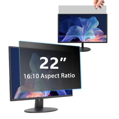 22" Privacy Screen Computer for 16:10 Aspect Ratio, 2-Sided Removable Anti-Peeping/Anti-Glare, Blue Light Block, UV Protect, Reduce Strain, Anti-Scratch, Fits 22-inch 16:10 Protector Film - size: 22inch 16:10