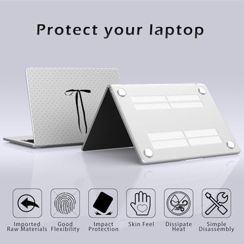Compatible with MacBook Air 13 inch Case M1 Cute Bow Polka Dot | A2337 A2179 A1932 2021-2018 Release | Protective Hard Shell Matte Cover for MacBook Air 13.3 inch - color: Black Bow D, size: MacBook Air 13.3 inch M1 A2337 A2179 A1932
