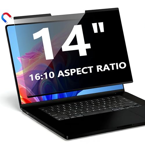 Magnetic Laptop Privacy Screen 14 Inch 16:10, Removable Computer Privacy Filter Shield and Anti Glare Blue Light Screen Protector, Compatible with HP Dell Acer Asus Samsung Lenovo ThinkPad - size: 14 Inch Laptop 16:10