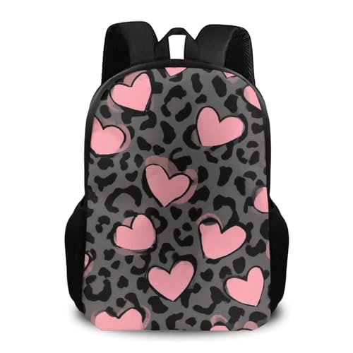 Men's Waterproof College Gym Backpack, Lightweight Large Travel Backpack, Casual Day Pack, Laptop Backpack Love Heart Dark Gray Black Leopard Cheetah Print - color: Color572