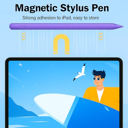 Pencil for iPad 11th/10th,2018-2025 Fast Charge Stylus Pen Palm Rejection Tilt Sensitivity Apple Pencil for iPad A16/11/10/9/8/7/6th,Pro 12.9"/11"/13" M5/M4,Air M3/M2/5/4,Mini A17/6th/5th-Purple - color: Purple