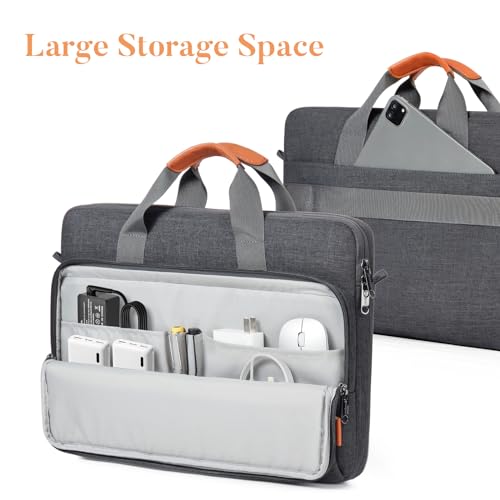 bagasin 15 15.6 16 inch Laptop Bag Carrying Case | Water-Repellent Fabric Laptop Computer PC Shoulder Briefcase, Lightweight Toploader, Business Casual or School - color: Grey, size: 15.6-16