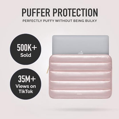 Vandel The Original Puffy Laptop Sleeve 13-14 Inch, Laptop Sleeve for Women | Protective Carrying Case Cover for MacBook Pro 14 in, MacBook Air 13 Inch, iPad Pro 12.9, Dell, Asus, HP - color: i. Shiny Pink