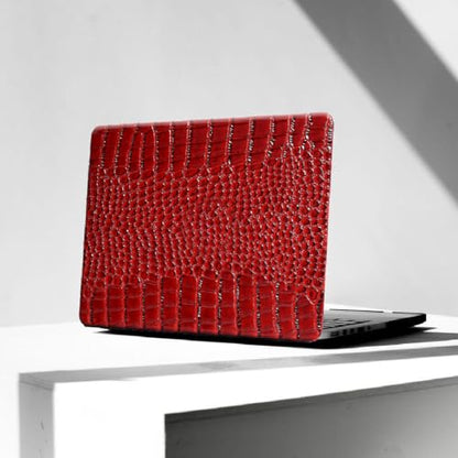 Crocodile Case for MacBook Air 13 inch M1 2022 2021 2020 2019 2018 A2337 A2179 A1932, Crocodile MacBook Air M1 Case, Aligator Skin Snakeskin PU Leather Hardshell & Keyboard Cover, Burgandy - color: # Shiny Burgandy Crocodile