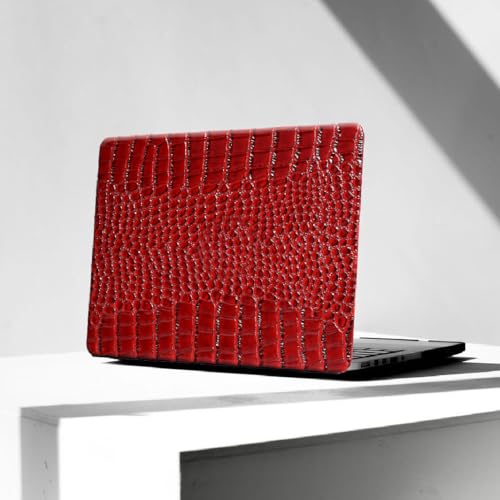 Crocodile Case for MacBook Air 13 inch M1 2022 2021 2020 2019 2018 A2337 A2179 A1932, Crocodile MacBook Air M1 Case, Aligator Skin Snakeskin PU Leather Hardshell & Keyboard Cover, Burgandy - color: # Shiny Burgandy Crocodile