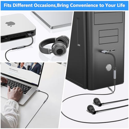 3 Pack USB to 3.5mm Audio Jack Adapter, USB A to 3.5mm TRRS 4-Pole Female External Sound Card Converter for Headphones/Laptop/Mac/Desktops/Linux/PS4/PS5/PC and More Devices (Black)