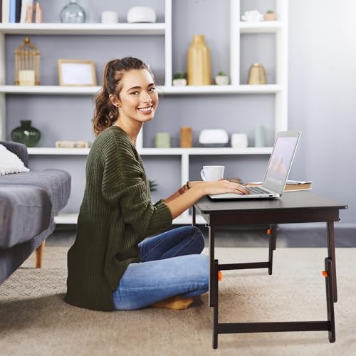 Nnewvante Large Size Floor Desk, Folding Low Coffee Table, Black Walnut | No Assembly Required, Adjustable Floor Table For Breakfast Gaming Writing, 33.5"x17.7" - color: Black Walnut, size: 33.5 inch