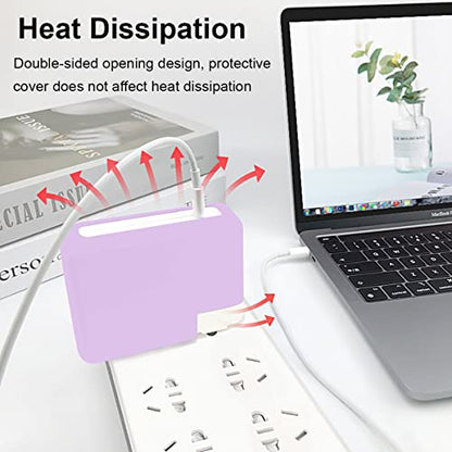 for MacBook Pro 16 inch 2026 M5 A3428 A3429 140W Power Adapter Cover, 140W Soft Silicone Charger Case Sleeve for Mac Pro 16 A3403 A3186 A2991 A2780 A2485 2021-2024 M4 M3 M2 M1, Pink Purple - color: Pink Purple